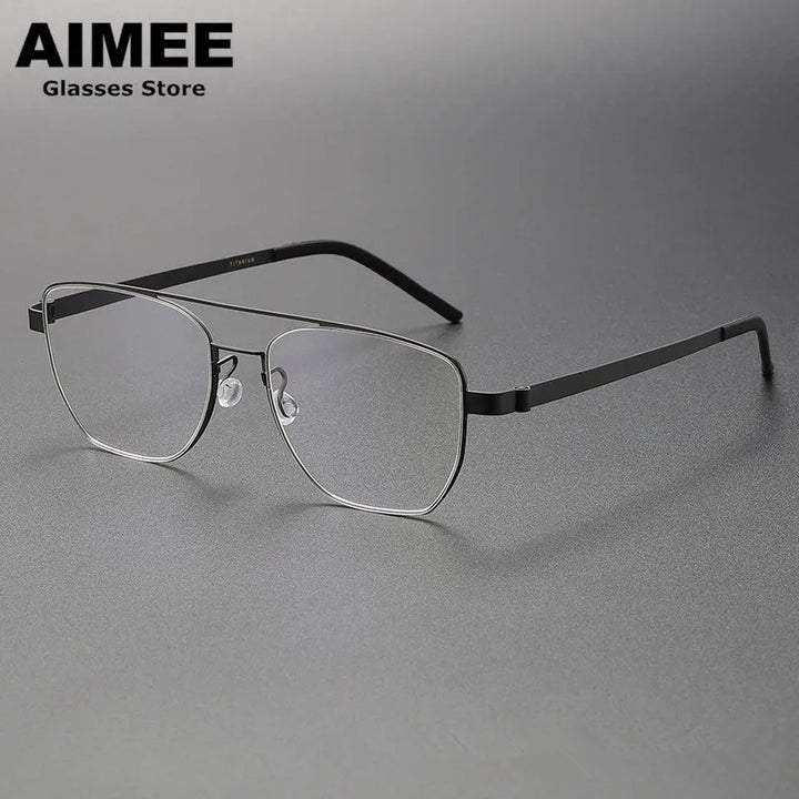 Aimee Unisex Full Rim Square Double Bridge Titanium Eyeglasses 9622 Full Rim Aimee   