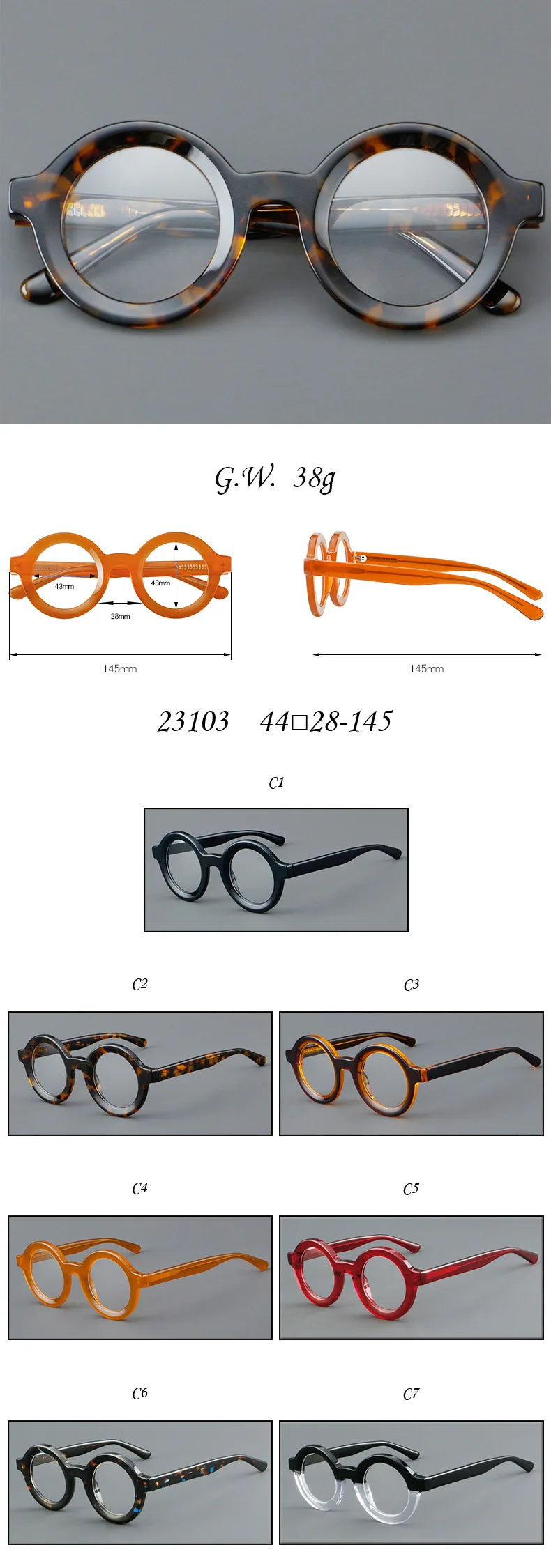 Vicky Unisex Full Rim Round Thick Acetate Reading Glasses 623103