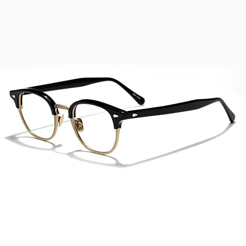 Hewei Unisex Full Rim Round Square Acetate Alloy Eyeglasses 5199 Full Rim Hewei C1 CHINA 