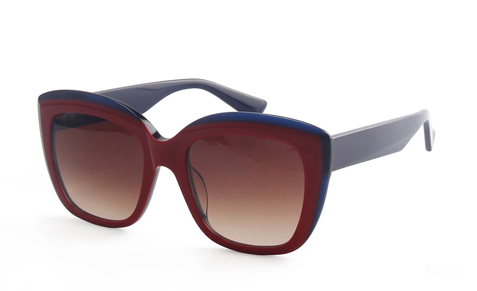 Esnbie Women's Full Rim Square Cat Eye Acetate Sunglasses 472041
