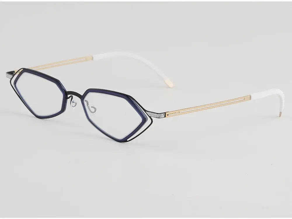 Bobbie 339751 Unisex 140mm Full Rim Polygon Oval Titanium Frames — view 1 | Bobbie at FuzWeb