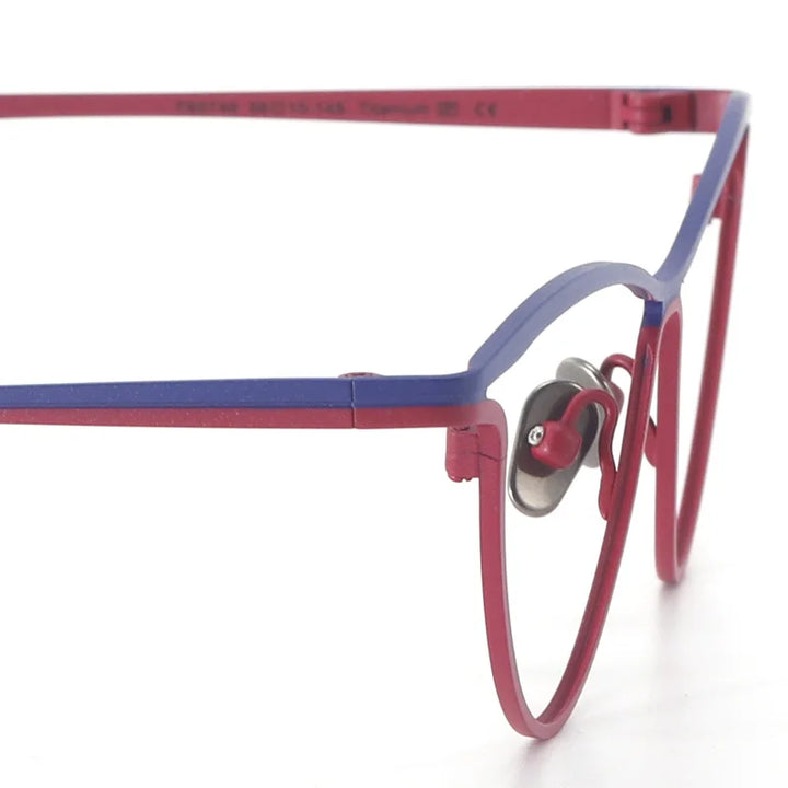 Muzz Unisex Full Rim Big Oval Brown Line Titanium Eyeglasses 561545