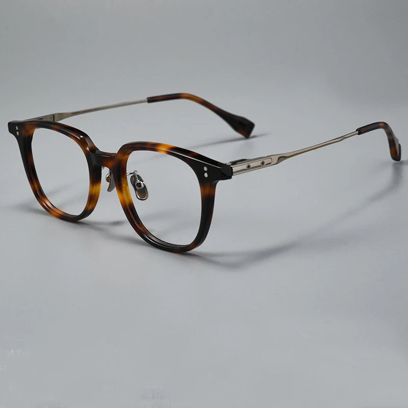 Black Mask Unisex Full Rim Square Titanium Acetate Eyeglasses 368150