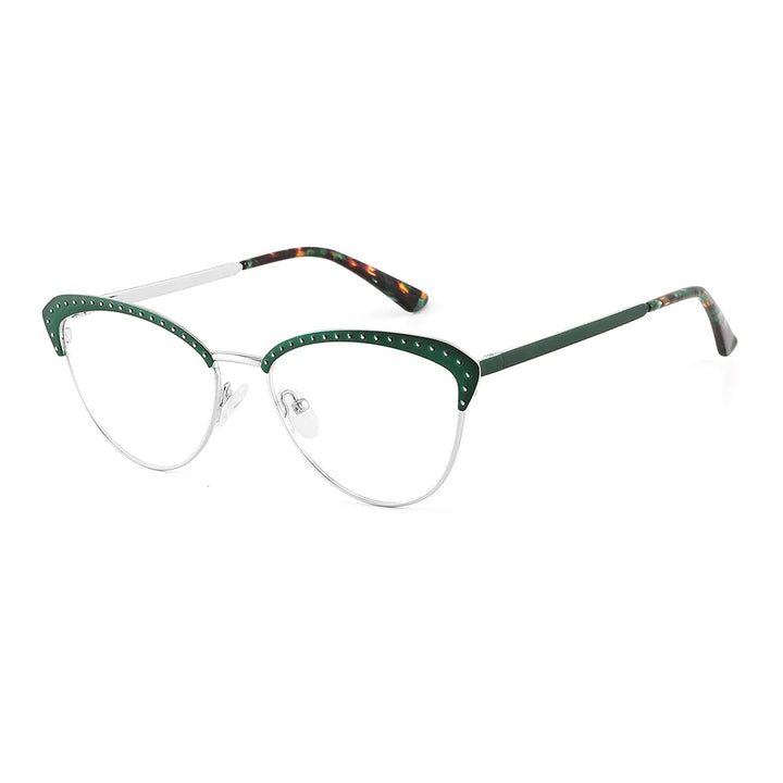 Laoyehui Women's Full Rim Square Cat Eye Alloy Reading Glasses 8867 Reading Glasses Laoyehui GREEN -300 