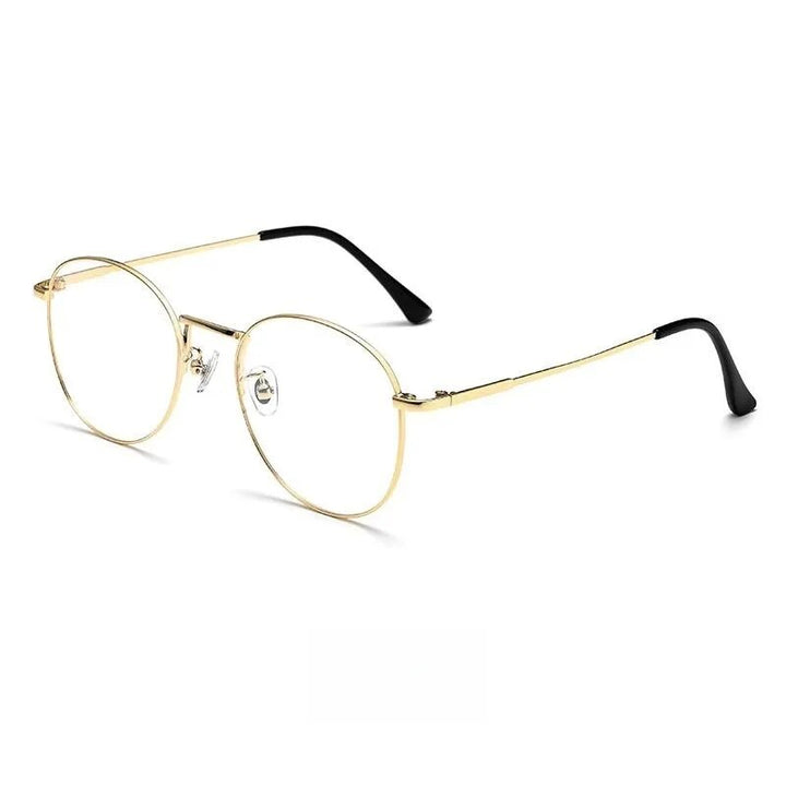 Yimaruili Men's Full Rim Round Titanium Alloy Eyeglasses 9254 Full Rim Yimaruili Eyeglasses Gold  