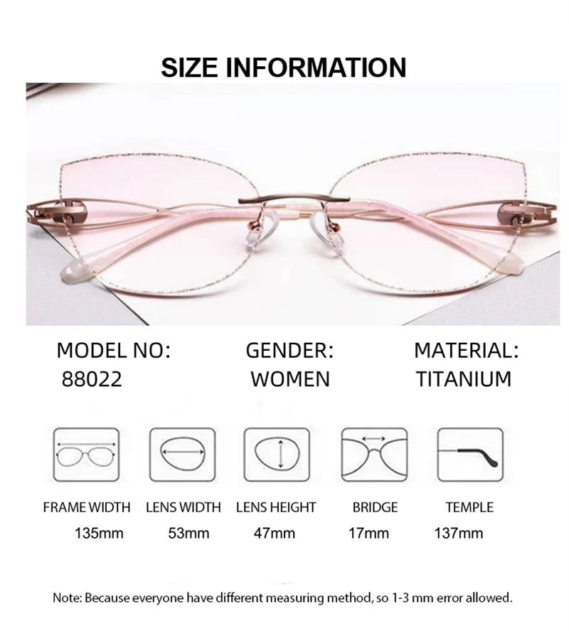 Summer Flower Women's Rimless Oval Or Cat Eye Titanium Eyeglasses 688022