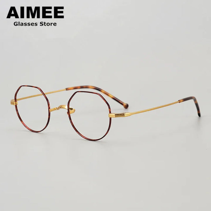 Aimee Unisex Full Rim Flat Top Round Titanium Eyeglasses 88042 Full Rim Aimee   