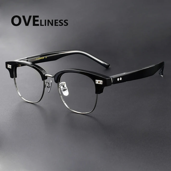 Oveliness Women's Full Rim Square Titanium Acetate Eyeglasses 369197
