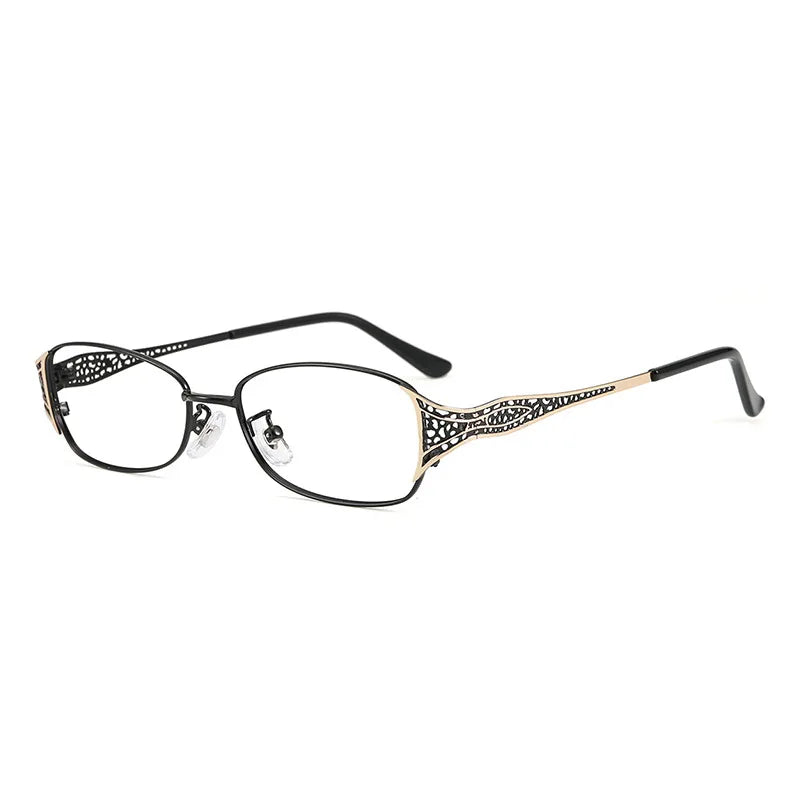 KatKani Women's Full Rim Oval Alloy Eyeglasses 6190 Semi Rim KatKani Eyeglasses Black  