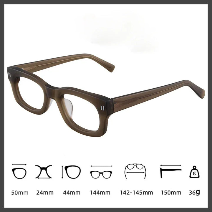 Hewei Unisex Full Rim Square Thick Acetate Eyeglasses 5024 Full Rim Hewei   