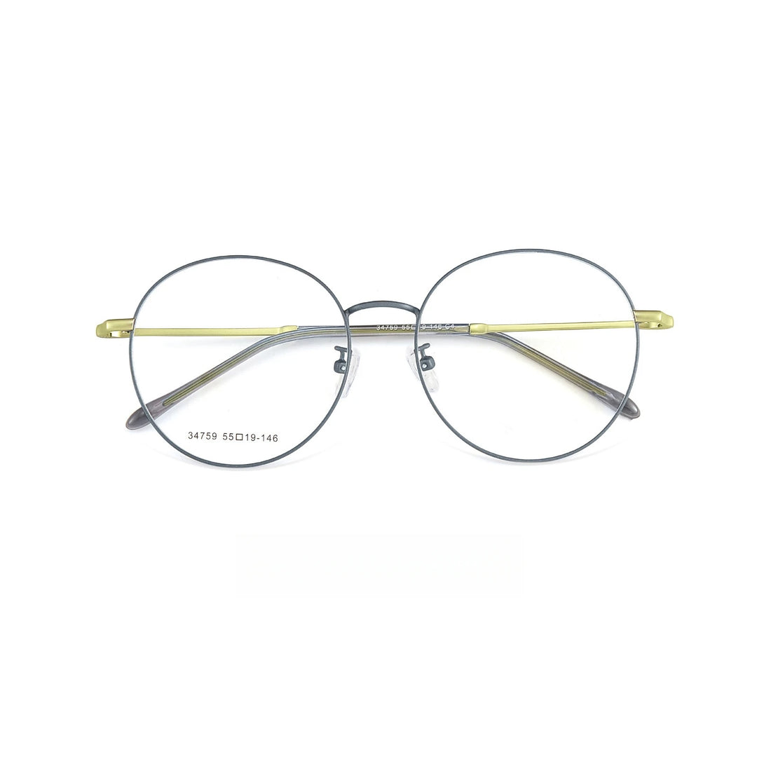 Yimaruili Unisex Full Rim Big Round Alloy Eyeglasses 34759 Full Rim Yimaruili Eyeglasses Blue Green C4  