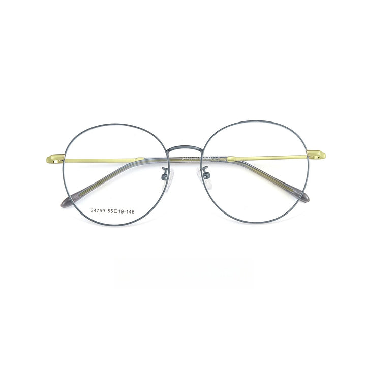 Yimaruili Unisex Full Rim Big Round Alloy Eyeglasses 34759 Full Rim Yimaruili Eyeglasses Blue Green C4  