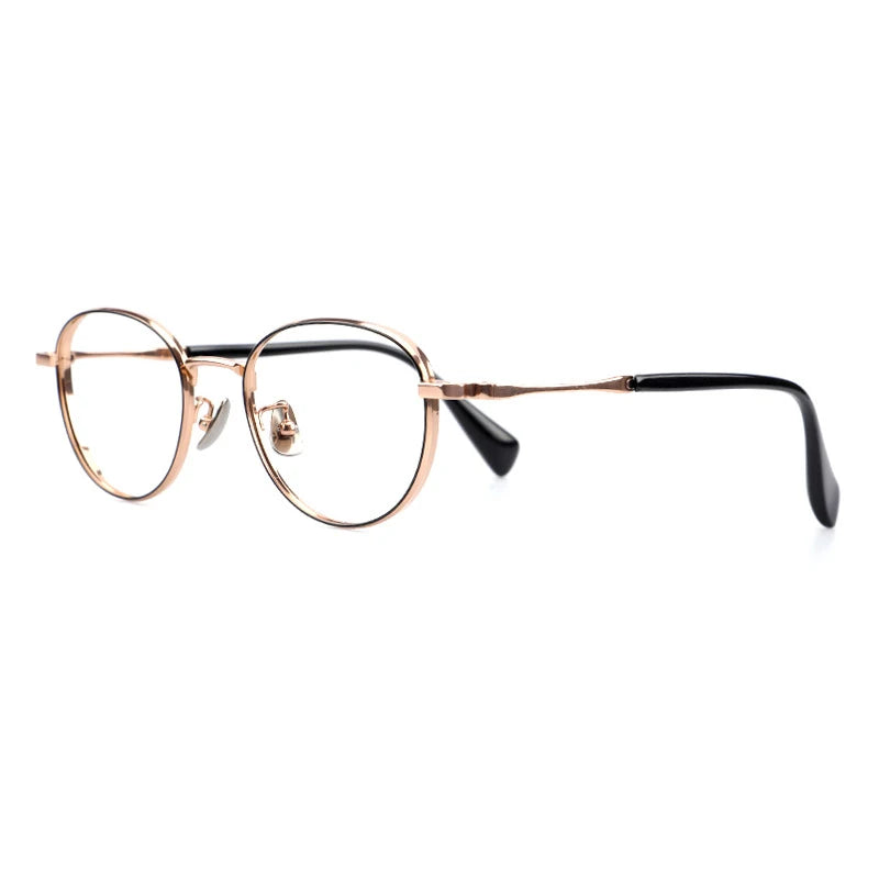 Muzz Women's Full Rim Oval Square Titanium Eyeglasses 13519 Full Rim Muzz Rose Gold Gold  