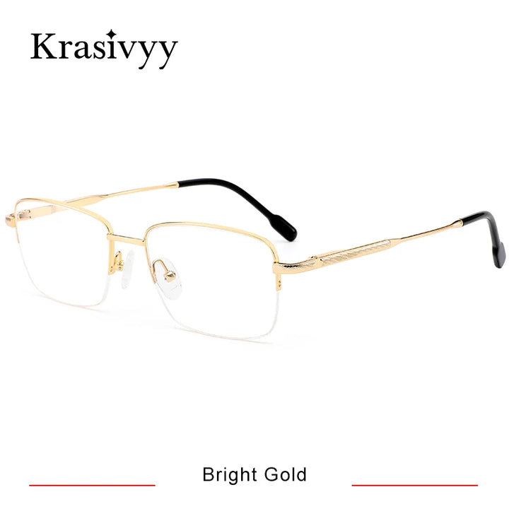 Krasivyy Men's Semi Rim Square Titanium Eyeglasses 35027