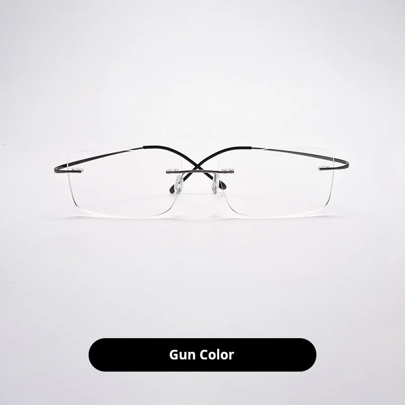 Momoja Unisex Rimless Square Titanium Eyeglasses 20017