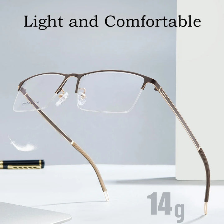 Yimaruili Men's Semi Rim Wide Front Square Alloy Eyeglasses Y34617 Full Rim Yimaruili Eyeglasses   