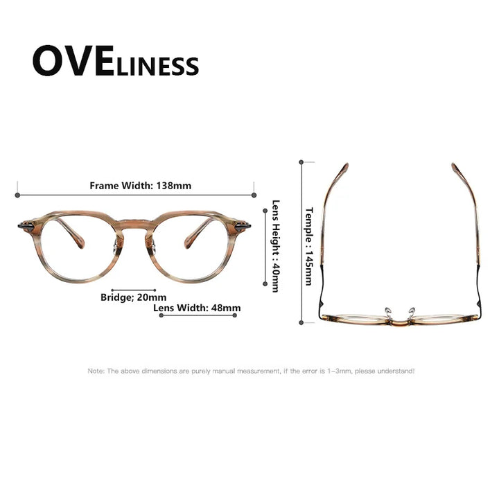 Oveliness Women's Full Rim Oval Square Acetate Titanium Eyeglasses 361389