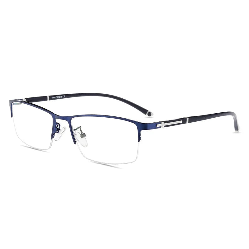 Hdcrafter Unisex Semi Or Full Rim Square Titanium Eyeglasses 456235 Semi Rim Hdcrafter Eyeglasses Half-Rim-Blue