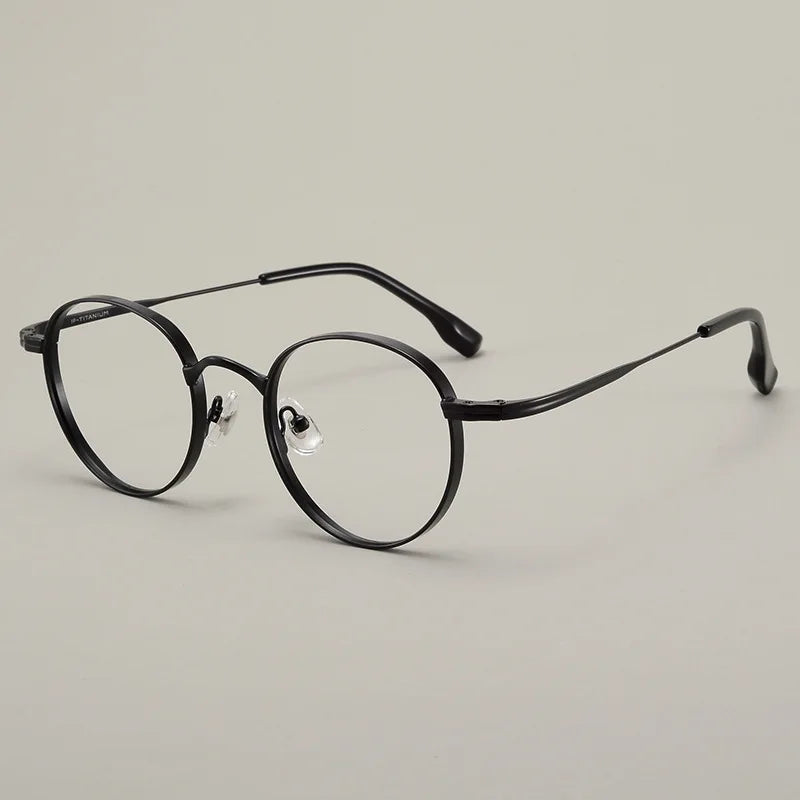 Black Mask Unisex Full Rim Oval Round Titanium Eyeglasses 310521