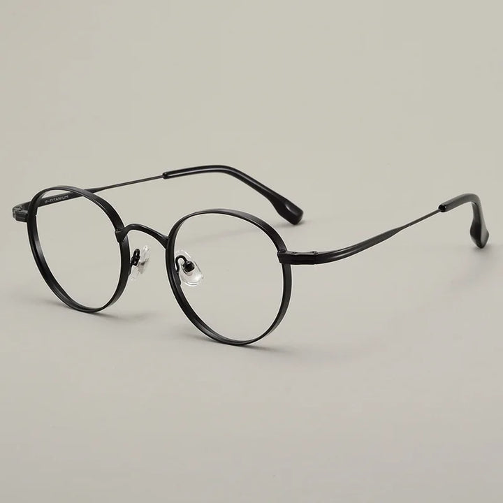 Black Mask Unisex Full Rim Oval Round Titanium Eyeglasses 310521