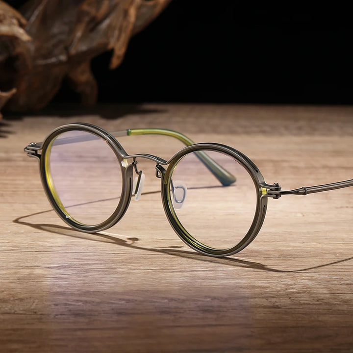 Black Mask Women's Full Rim Round Titanium Acetate Eyeglasses 410685