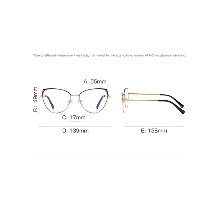 Laoyehui Women's Full Rim Square Cat Eye Alloy Reading Glasses L3105 Reading Glasses Laoyehui   