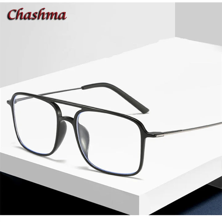 Chashma Ochki Unisex Youth's Full Rim Square Double Bridge Ultem Eyeglasses 2135 Full Rim Chashma Ochki   