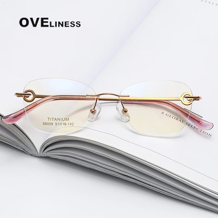 Oveliness Women's Rimless Oval Cat Eye Titanium Eyeglasses 196009 Rimless Oveliness   