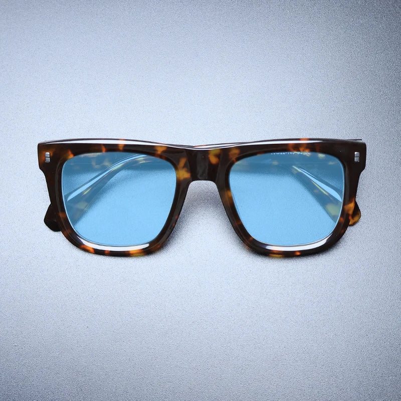 Gatenac Unisex Full Rim Big Square Acetate Polarized Sunglasses M007 Sunglasses Gatenac Tortoiseshell Blue  