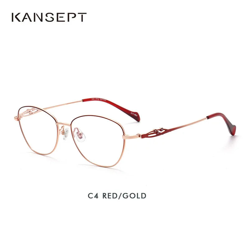 Kansept Women's Full Rim Round Square Alloy Eyeglasses 50028 Full Rim Kansept 50028C4 CHINA 