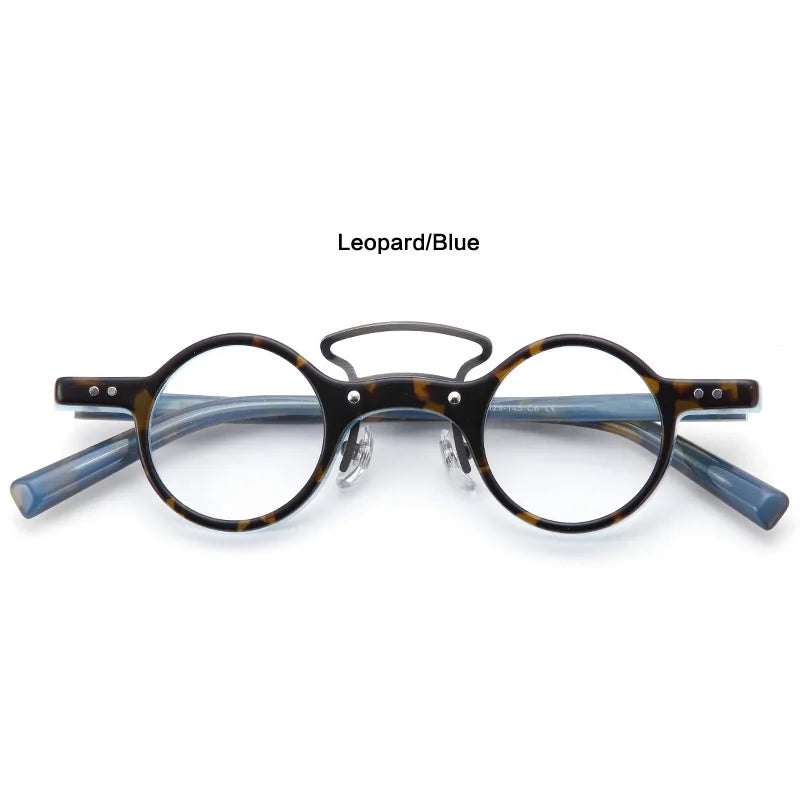Muzz Women's Full Rim Round Double Bridge Titanium Acetate Eyeglasses 456011