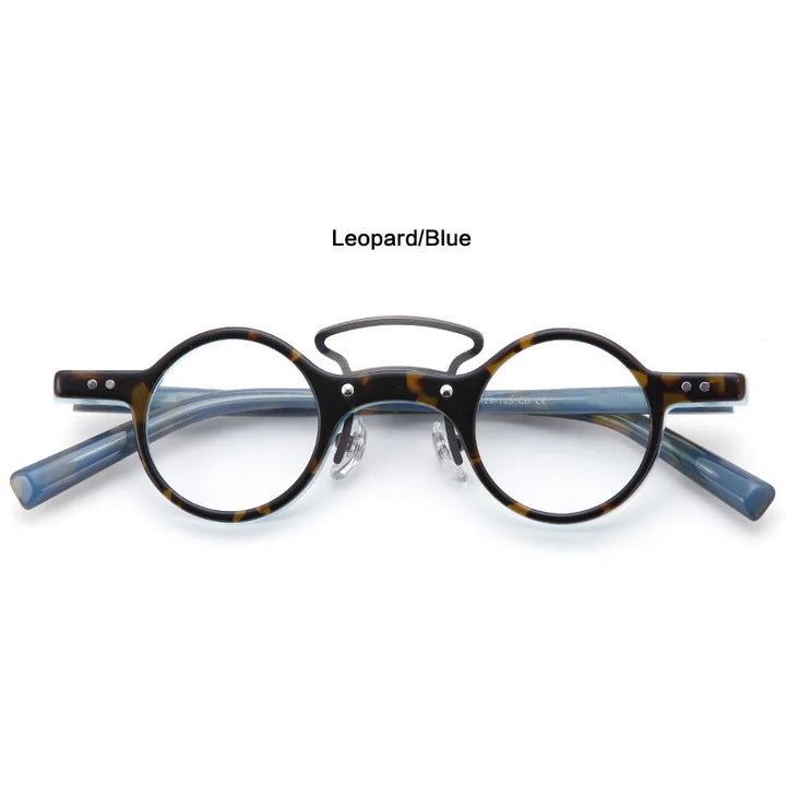 Muzz Women's Full Rim Round Double Bridge Titanium Acetate Eyeglasses 456011