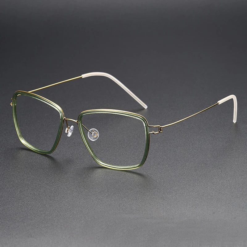 Black Mask Women's Full Rim Square Acetate Titanium Eyeglasses Bm6613 Full Rim Black Mask Green  