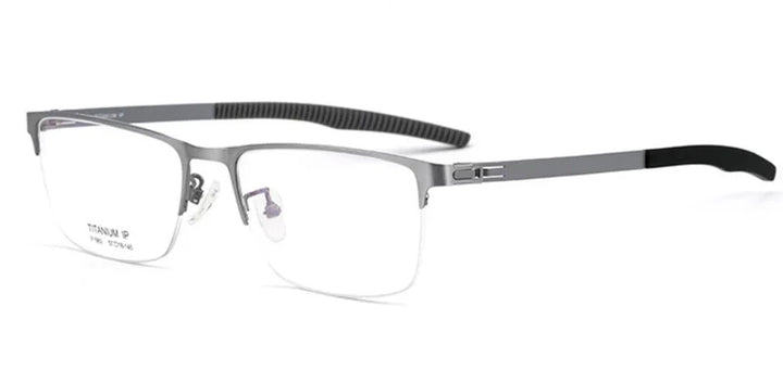 Brightzone Unisex Semi Rim Square Titanium Eyeglasses 71204 Semi Rim Brightzone Silver Frame