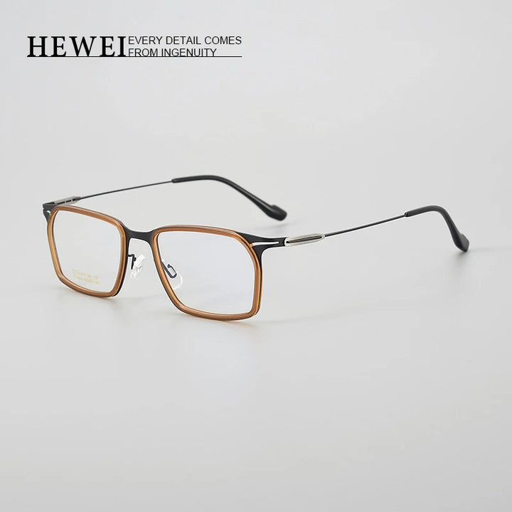 Hewei Unisex Full Rim Square Titanium Acetate Eyeglasses 204002 Full Rim Hewei   