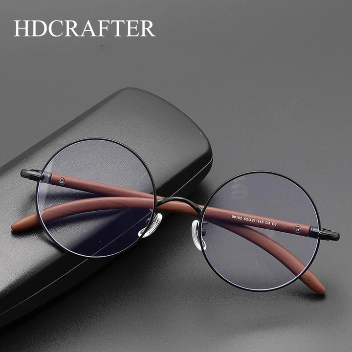 Hdcrafter Unisex Full Rim Round Titanium Acetate Eyeglasses 681102