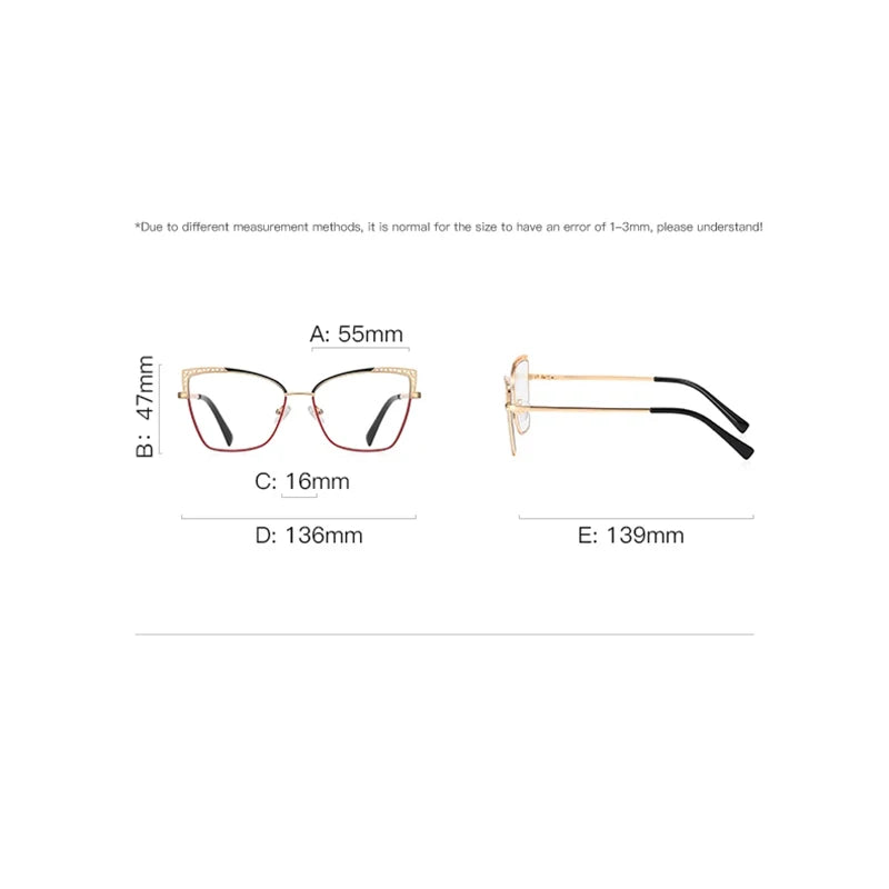 Laoyehui Women's Full Rim Square Cat Eye Alloy Eyeglasses L3106 Reading Glasses Laoyehui   