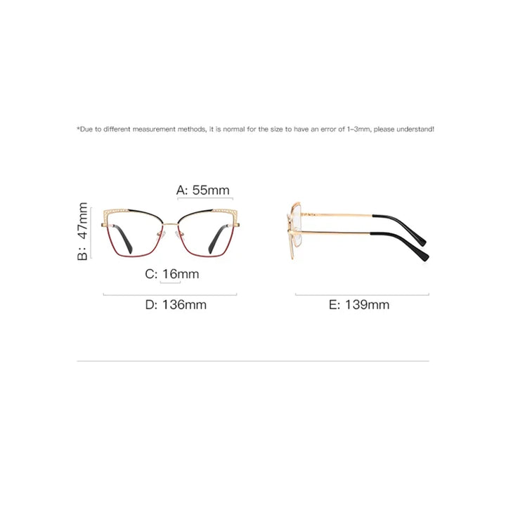 Laoyehui Women's Full Rim Square Cat Eye Alloy Eyeglasses L3106 Reading Glasses Laoyehui   