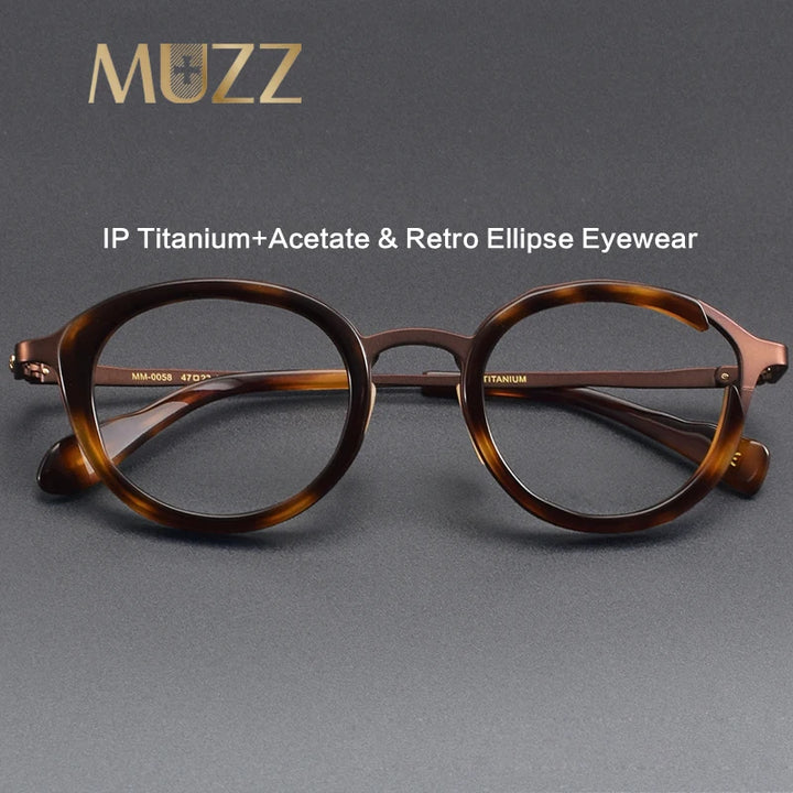Muzz Unisex Full Rim Oval Square Titanium Acetate Eyeglasses 810058