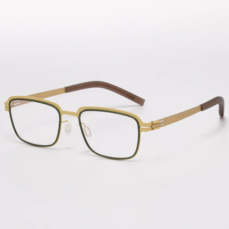 Bobbie Unisex Full Rim Square Screwless Steel Acetate Eyeglasses 165038