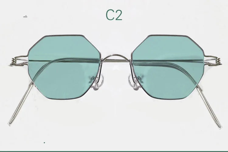 Yujo Unisex Full Rim Polygonal Custom Steel Sunglasses 14134