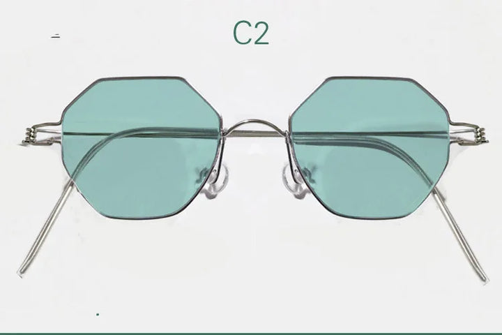 Yujo Unisex Full Rim Polygonal Custom Steel Sunglasses 14134