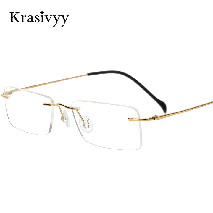 Krasivyy Unisex Rimless Square Titanium Prescription Eyeglasses KR16020