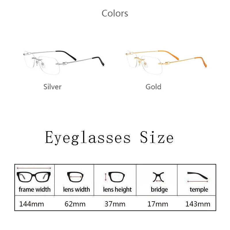 Hdcrafter Men's Rimless Square Titanium Eyeglasses 150253