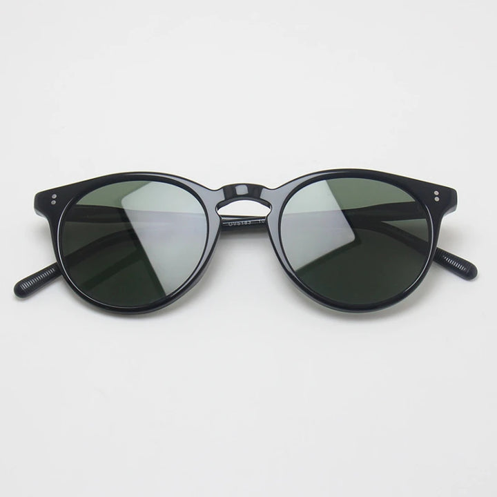 Black Mask Unisex Full Rim Round Acetate Polarized Sunglasses BM-5183S