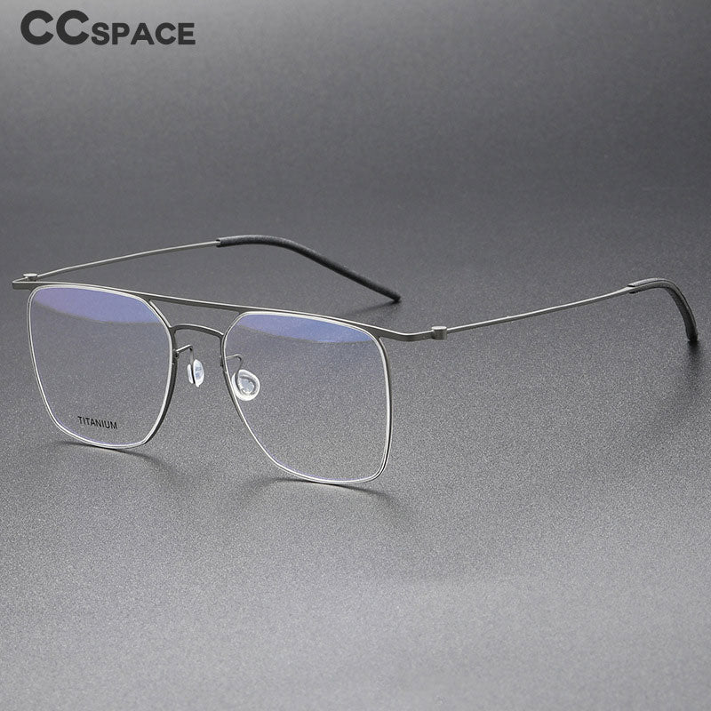 CCSpace Men's Full Rim Square Double Bridge Screwless Titanium Alloy Eyeglasses 56138 Full Rim CCspace   