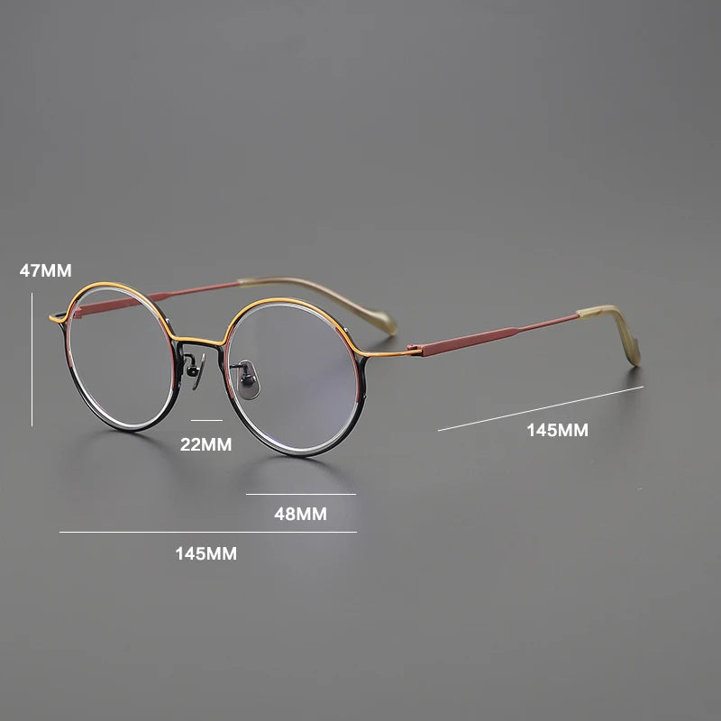 Gatenac Unisex Full Rim Round Oval Round Titanium Eyeglasses Gxyj1561 Full Rim Gatenac