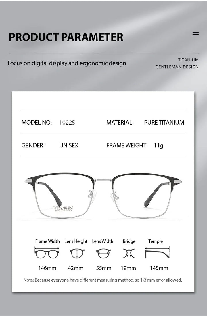 Chashma Men's Full Rim Square Titanium Eyeglasses 710225.