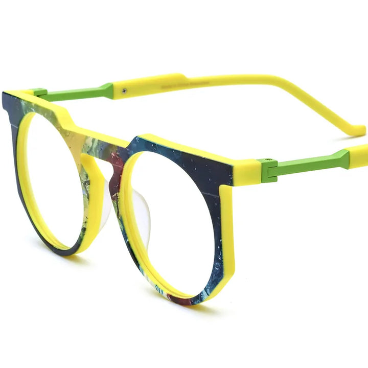 Nobler Unisex Full Rim Flat Top Round Titanium Eyeglasses 19399