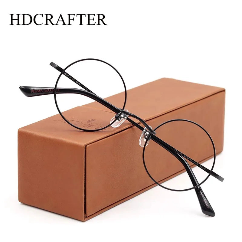 Hdcrafter Women's Full Rim Round Titanium Eyeglasses 43100 Full Rim Hdcrafter Eyeglasses